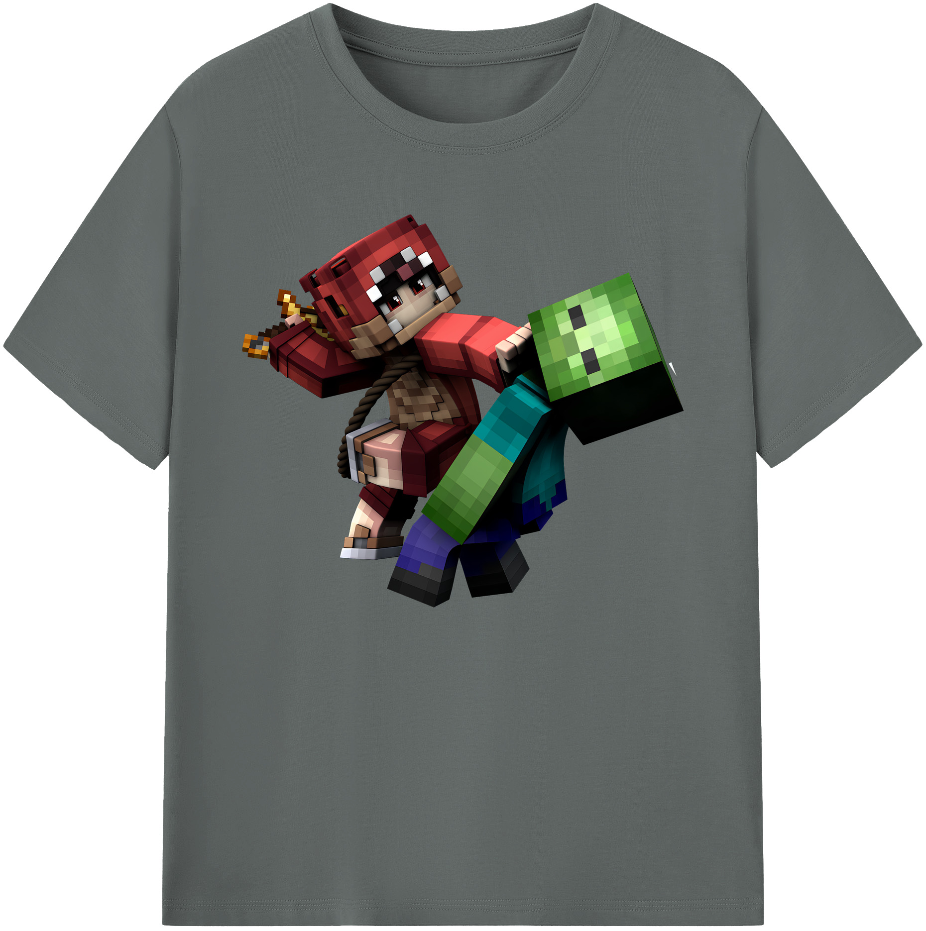 （画像用） マインクラフト ブロックの世界 Minecraft MC Block world 綿100％ メンズ半袖Tシャツ｜肌触りやわらか＆通気性